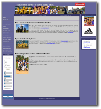 Click here to view a sample club or league web site, including online registration and tournament management