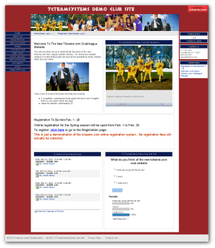 Click here to view a sample club or league web site, including online registration and tournament management