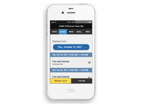 The new tcteams.com Mobile Team Website
